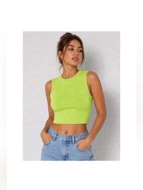 Zara lime green crop top M